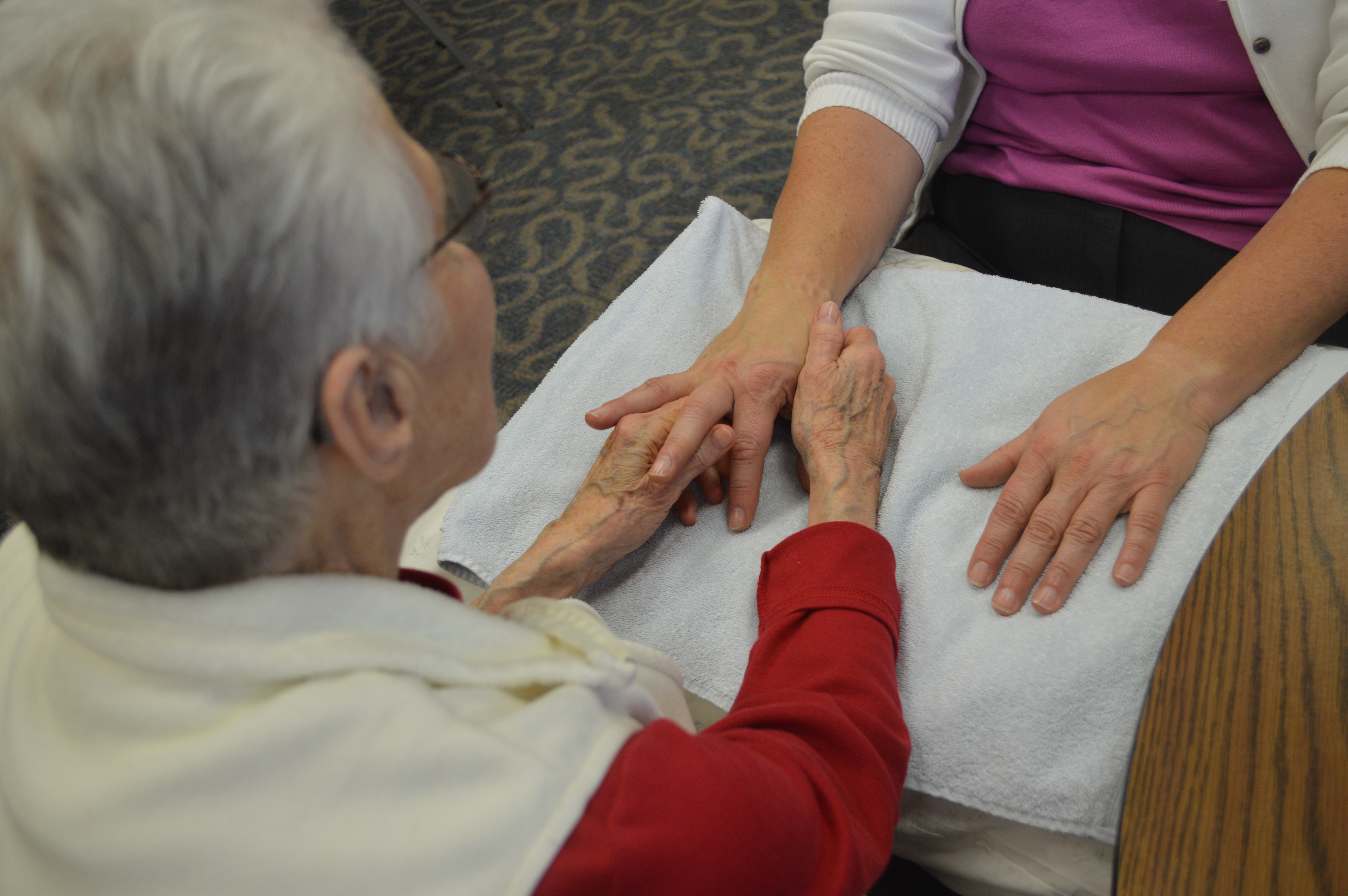 Sister Suzanne helps staff members  HANDle their stress, frustrations