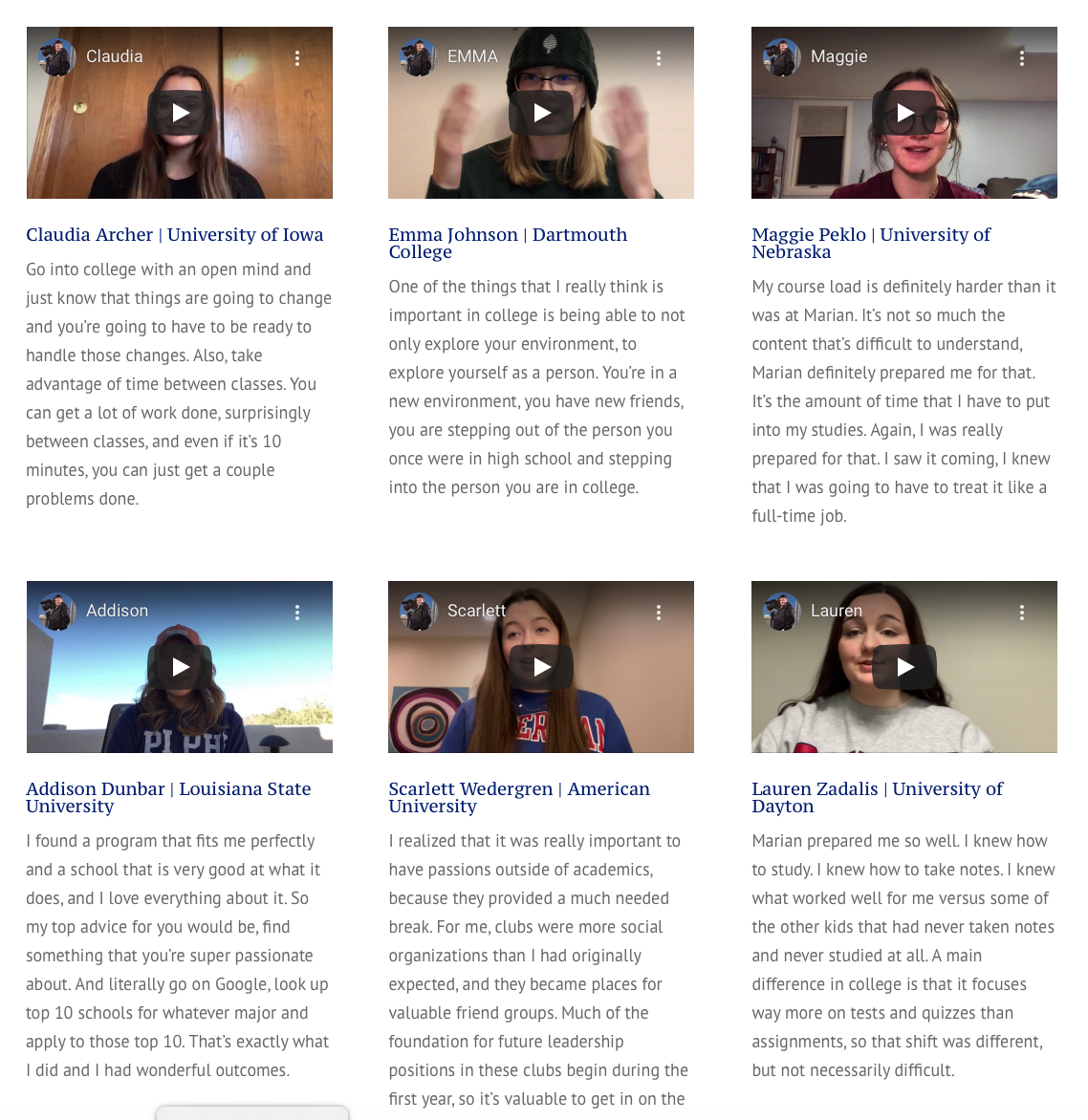 Class of 2020 shares video college advice to high schoolers