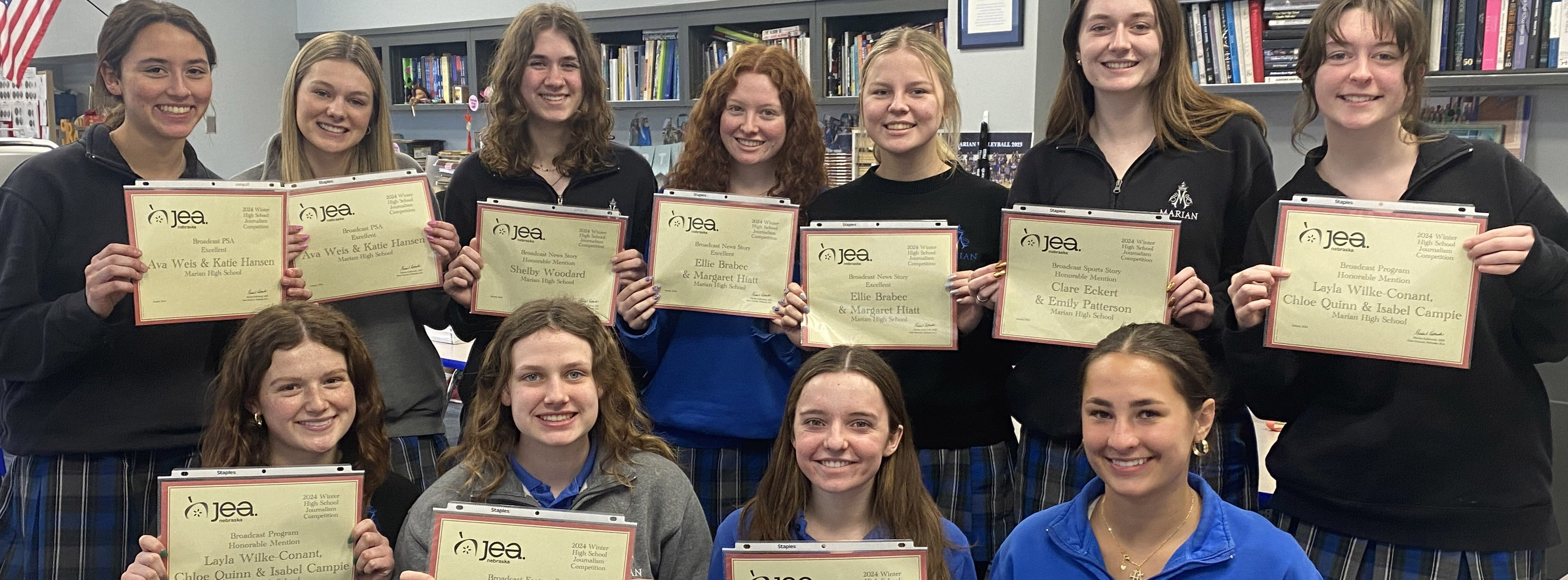 JEA Nebraska 2024 Winter Contest & NPW (Nebraska Press Women) recognize Marian Journalism winners
