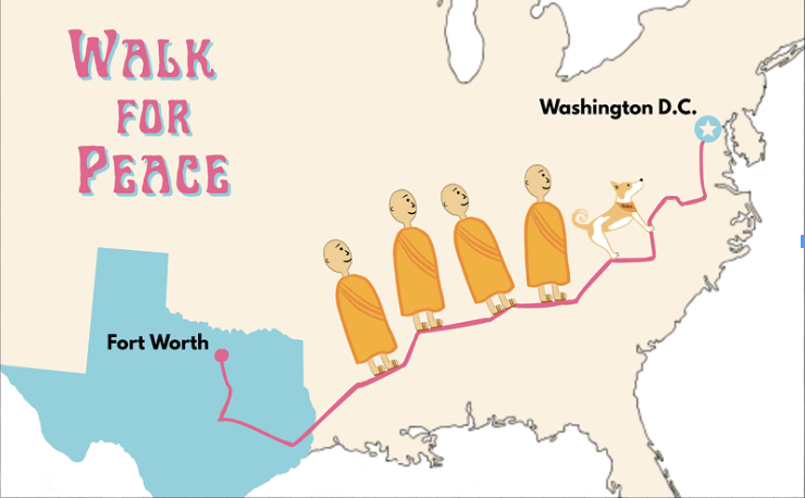 Buddhist monks walk for peace